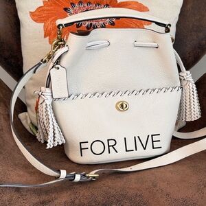 Coach Lora Bucket Bag Whipstitch Tassels Hangtag Chalk 2020 #651